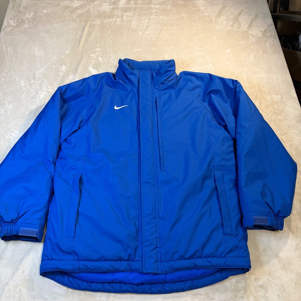 Nike Team Mens Blue Insulated Winter Parka Jacket Fleece Lined Size M